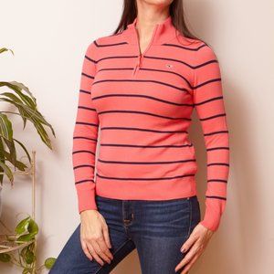 Vineyard Vines Coral & Navy Striped Pullover